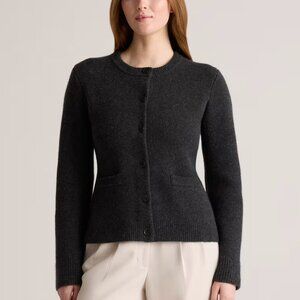 Quince Women's Mongolian Cashmere Structured Cardigan in Charcoal